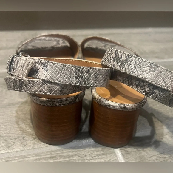 J Crew snakeskin blocked heel strap on sandals, size 8 - Picture 3 of 8